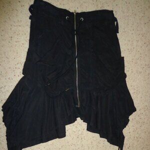 NWT Free People Paxton Parachute Utility Skirt 4 Black Zip Front Side Buckles